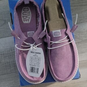 Hey Dude Women's Wendy Chambray Flats - Lavender Size 9